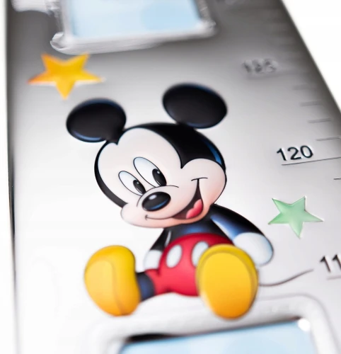 VALENTI Disney Mickey Mouse riglă de măsurat înălțimea din argint și lemn 140 cm