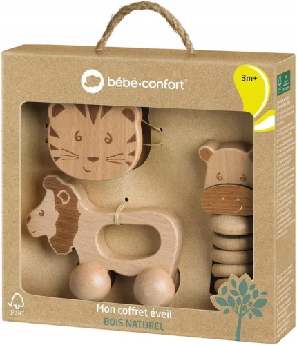 Set de jucării din lemn cu zornăitoare BEBE CONFORT 3 luni+