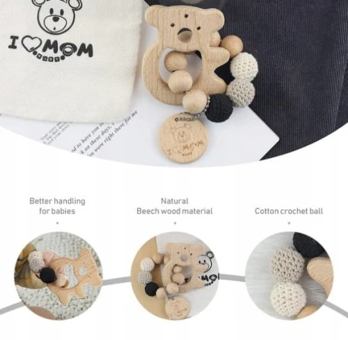 Jucărie de dentiție din lemn koala