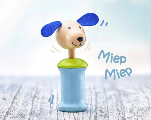 SELECTA Ringo jucărie din lemn cu mâner și sunet PISICĂ 12,5 cm