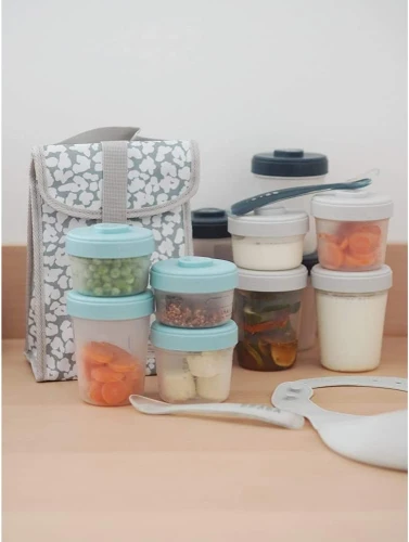 BEABA recipiente pentru alimente 2x90 4x150 6x250 linguriță
