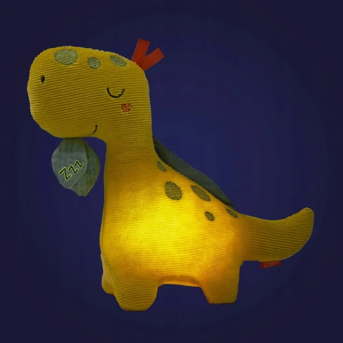 FEHN jucărie de pluș din catifea cu lampă de veghe DINO 20 x 23 cm