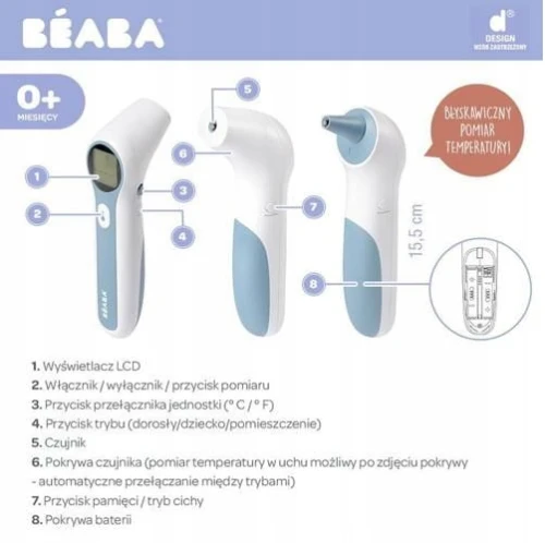 BEABA Thermospeed TERMOMETRU FĂRĂ CONTACT ecran LCD