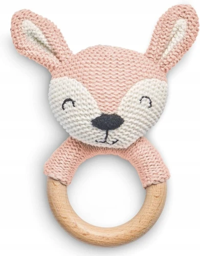 JOLLEIN apucător din lemn de bumbac cu zornăitor DEER 13 cm