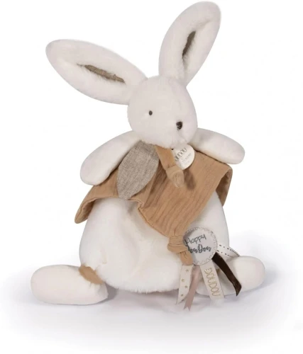 DOUDOU et Compagnie plapumă iepuraș de pluș cu pompon 25 cm