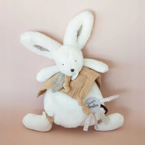 DOUDOU et Compagnie plapumă iepuraș de pluș cu pompon 25 cm