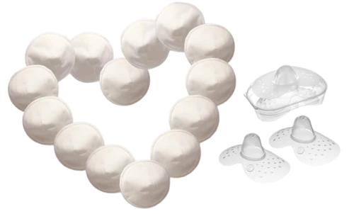 MOM'S PADS tampoane de alăptare din bambus x14 + săculeț pentru spălare, portfard