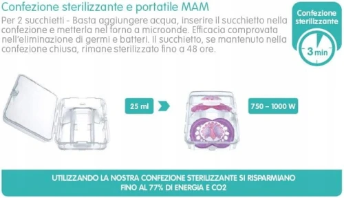 MAM smoczek uspokajający 2-6m box steryli KAUCZUK