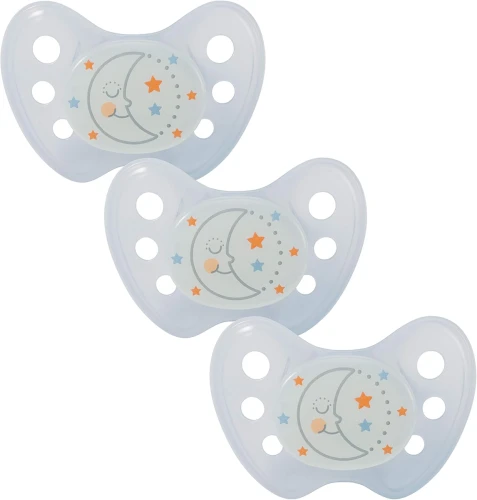 DENTISTAR NIGHT suzetă liniștitoare din silicon 3x 0-6 luni