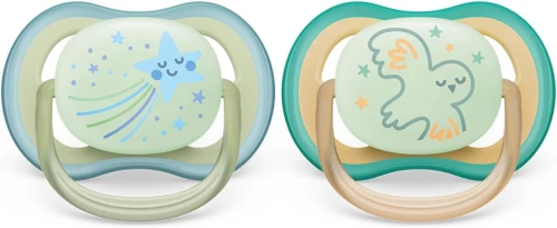 PHILIPS AVENT Ultra Air Night suzete x 2 0-6 luni STRĂLUCESC ÎN ÎNTUNERIC