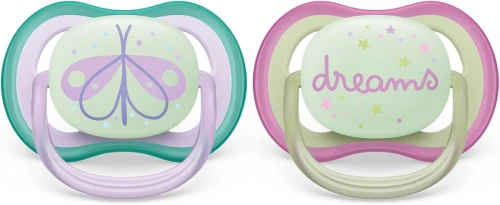 PHILIPS AVENT Ultra Air Night suzete x 2 0-6 luni STRĂLUCESC ÎN ÎNTUNERIC