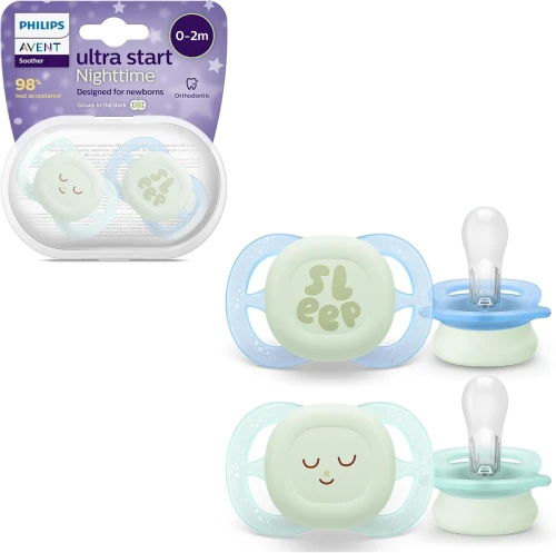 PHILIPS AVENT Ultra Start suzete x 2 0-2 luni NIGHTTIME strălucește în întuneric