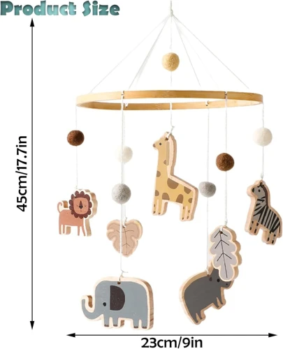 DOKENO carusel pentru pătuț din lemn și material textil BOHO