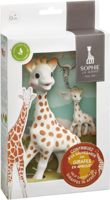 GIRAFA SOPHIE inel gingival natural SO PURE 18CM + breloc