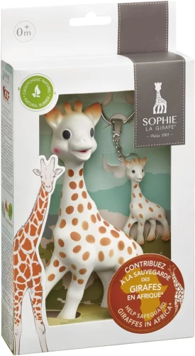 GIRAFA SOPHIE inel gingival natural SO PURE 18CM + breloc