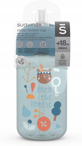 SUAVINEX Into The Forest cană bidon cu pai flexibil 18luni+ 340ml