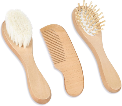 SET pieptene și perie cu păr de capră 3 PIESE