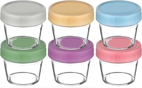 Set AOLSO de recipiente din sticlă pentru alimente x6 cu capace 100ml