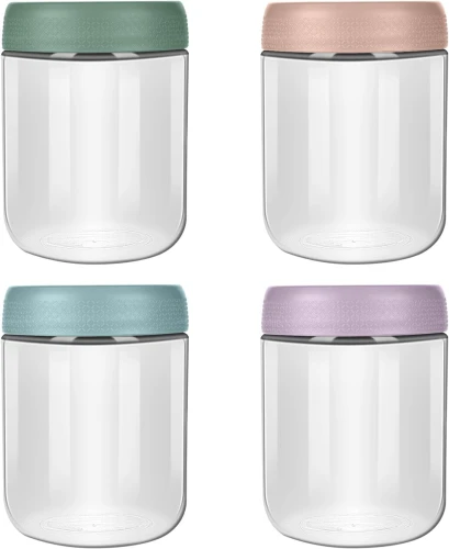 Set AOLSO de recipiente din sticlă pentru alimente x4 cu capace 480ml