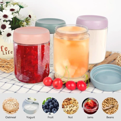 Set AOLSO de recipiente din sticlă pentru alimente x4 cu capace 480ml