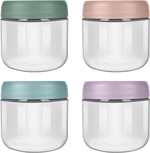 Set AOLSO de recipiente din sticlă pentru alimente x4 cu capace 300ml