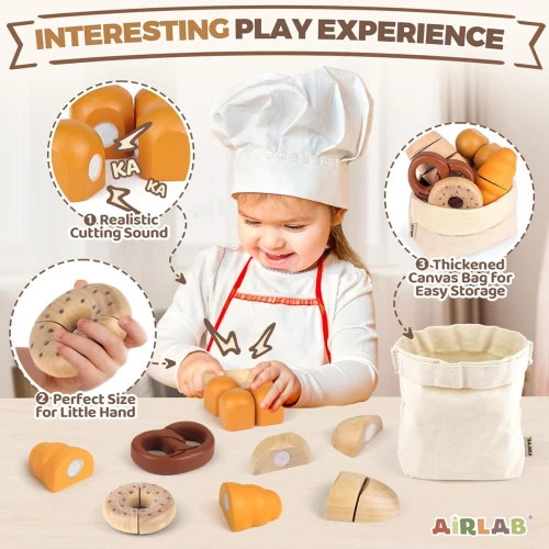 AIRLAB set din lemn cu produse de panificație