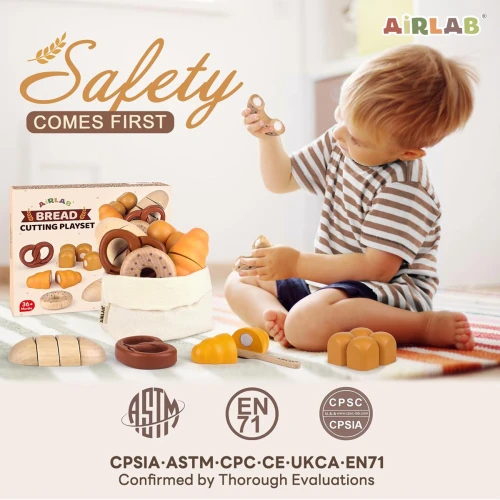 AIRLAB set din lemn cu produse de panificație