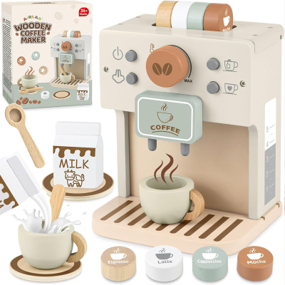 Set din lemn AIRLAB cu espressor de cafea, 12 piese
