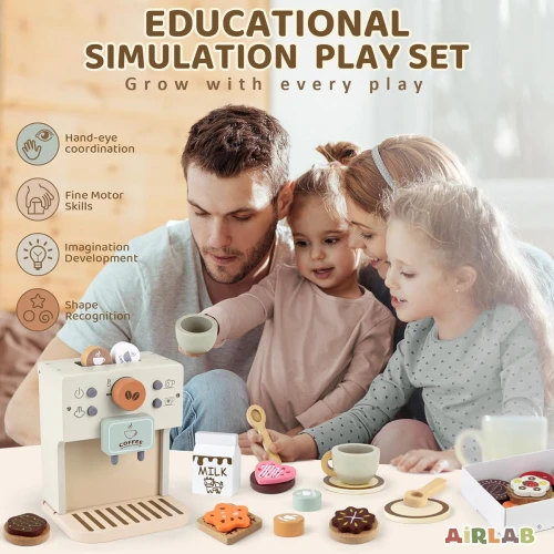 Set din lemn AIRLAB cu espressor de cafea, 12 piese
