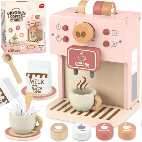 Set din lemn AIRLAB cu espressor de cafea, 12 piese