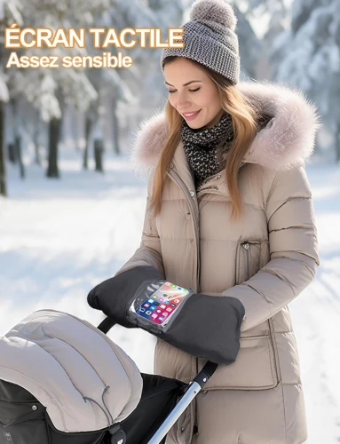 Mufka pentru cărucior cu polar și husă pentru telefon, impermeabilă