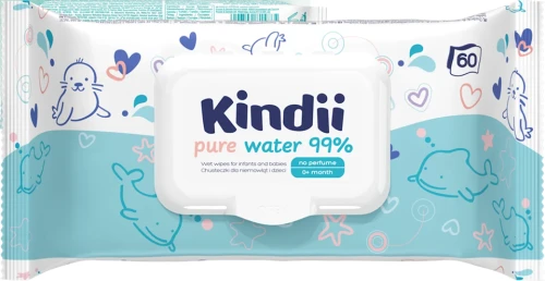 KINDII Pure Water 99 șervețele umede cu apă x60