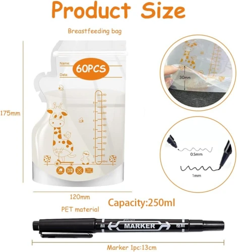 PUNGI pentru Depozitarea Laptelui 100buc 250ml