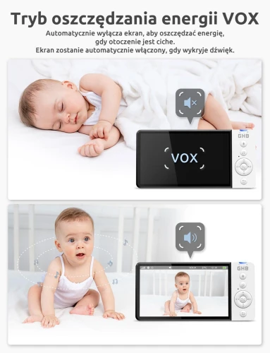 GHB ABM700C monitor digital pentru bebeluși, ecran LCD de 5"