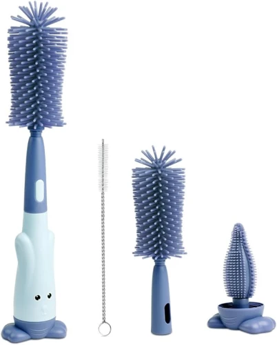 VICLOON 3în1 perii din silicon pentru curățarea sticlelor, tetinelor, paielor 28cm
