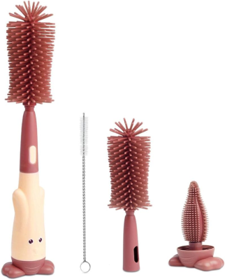 VICLOON 3în1 perii din silicon pentru curățarea sticlelor, tetinelor, paielor 28cm