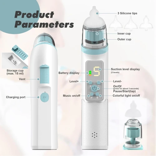 Aspirator nazal electric VIBINHO cu melodii și lumină