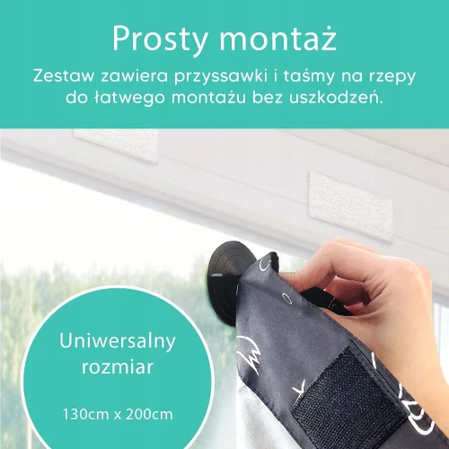 ROLETA opacă cu ventuze 130x200