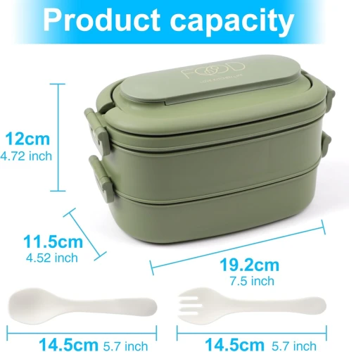 LUNCHBOX cutie de prânz cu trei compartimente + tacâmuri 1550ml