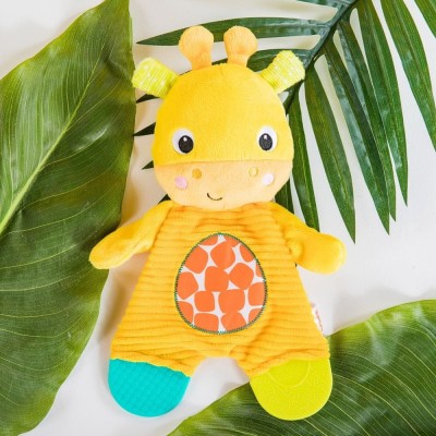BRIGHT STARTS Snuggle&Teethe girafă de pluș cu jucării de dentiție