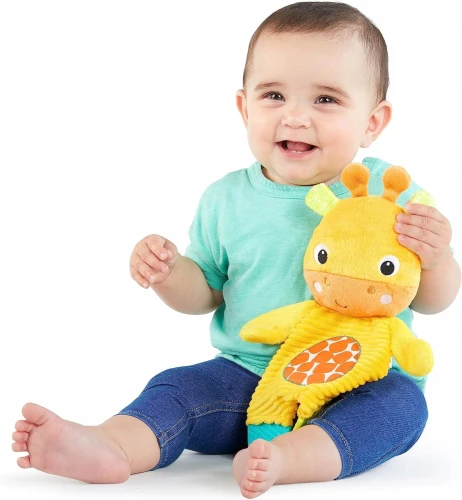 BRIGHT STARTS Snuggle&Teethe girafă de pluș cu jucării de dentiție
