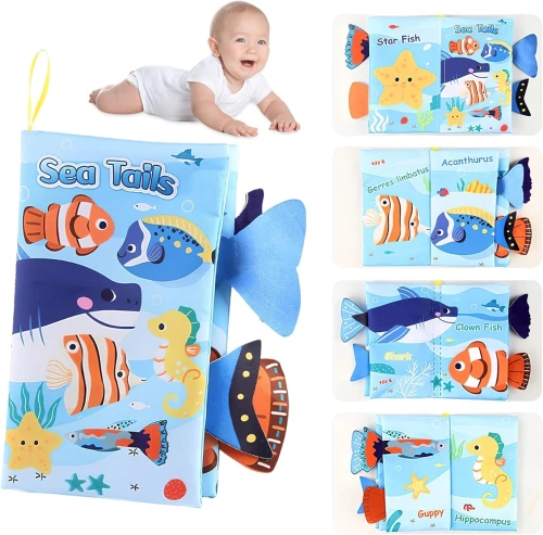 DEARBAG Sea Tails carte senzorială cu agățătoare 6luni+