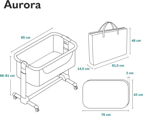 LIONELO AURORA 3 în 1 pătuț atașabil reglabil