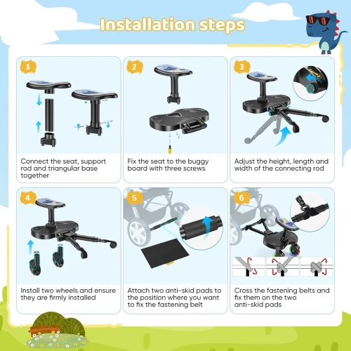 BUGGY BOARD platformă universală pentru cărucior până la 25 kg ROȚI LED