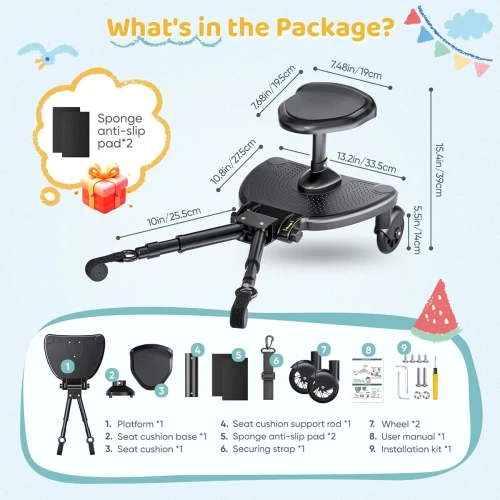 BUGGY BOARD platformă universală pentru cărucior până la 25 kg SCAUN LĂRGIT