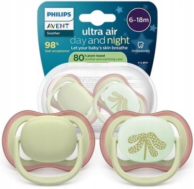 PHILIPS AVENT Ultra Air Day&Night suzete x 2 6-18 luni STRĂLUCESC ÎN ÎNTUNERIC