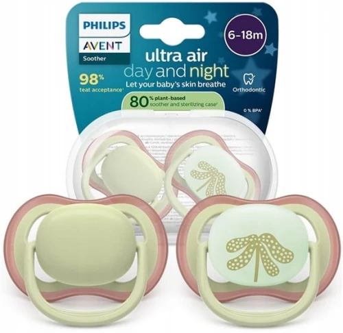 PHILIPS AVENT Ultra Air Day&Night suzete x 2 6-18 luni STRĂLUCESC ÎN ÎNTUNERIC