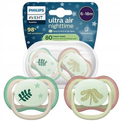 PHILIPS AVENT Ultra Air Night suzete x 2 6-18 luni STRĂLUCESC ÎN ÎNTUNERIC