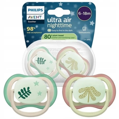 PHILIPS AVENT Ultra Air Night suzete x 2 6-18 luni STRĂLUCESC ÎN ÎNTUNERIC