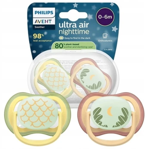 PHILIPS AVENT Ultra Air Night suzete x 2 0-6 luni STRĂLUCESC ÎN ÎNTUNERIC